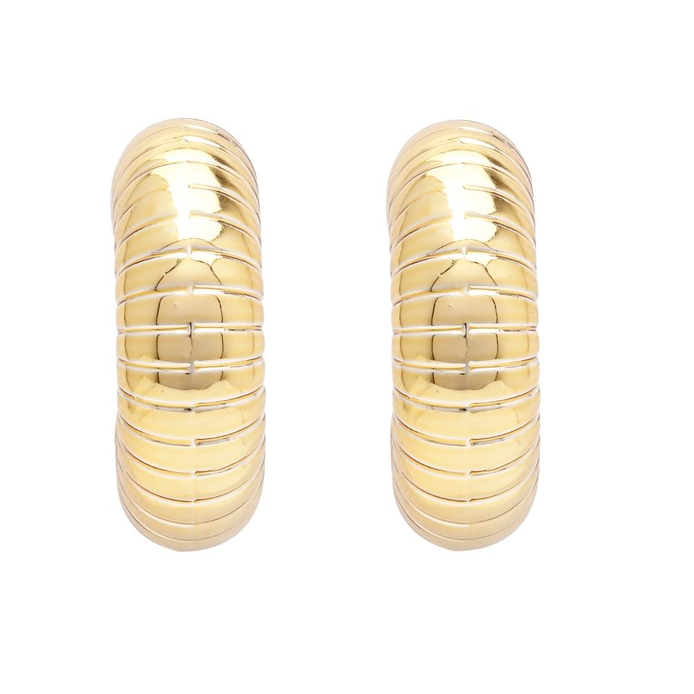 Etnico Gold Plated Half Circle Designed Stud Earrings For Women (E3303FL)