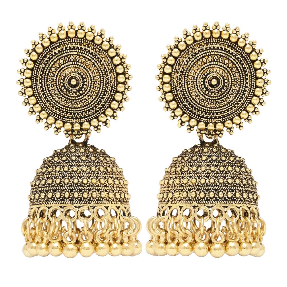 Etnico Gold Plated Traditional Jhumka Earrings For Women (E3313FL)