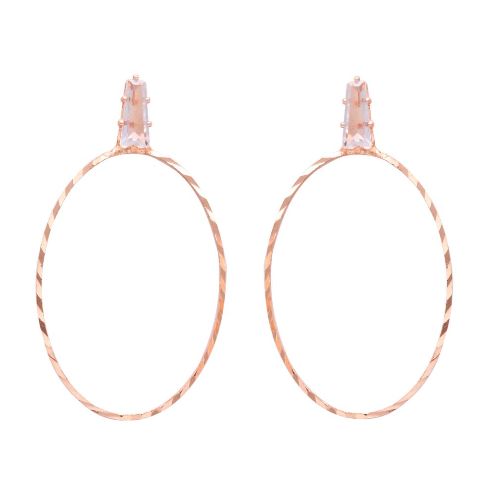 Etnico Rosegold Plated Oval Shaped Lightweigth Earring For Women (E3324RG)