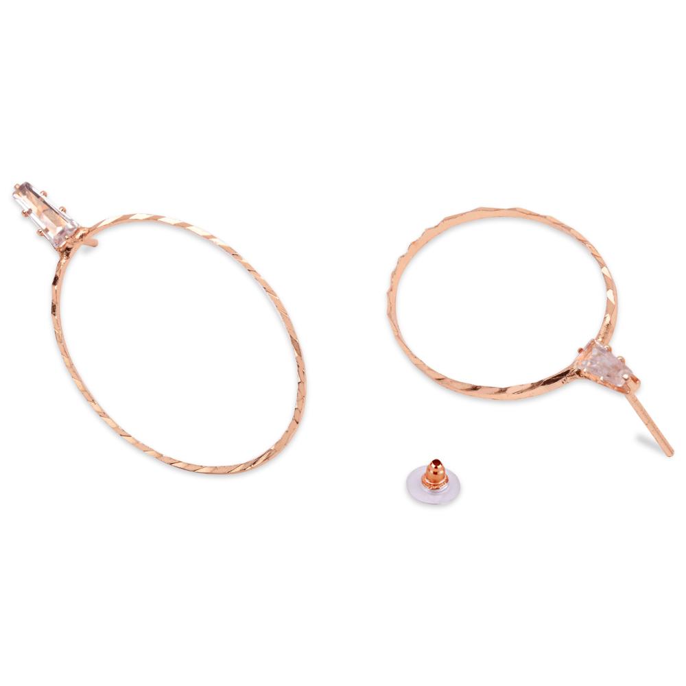 Etnico Rosegold Plated Oval Shaped Lightweigth Earring For Women (E3324RG)