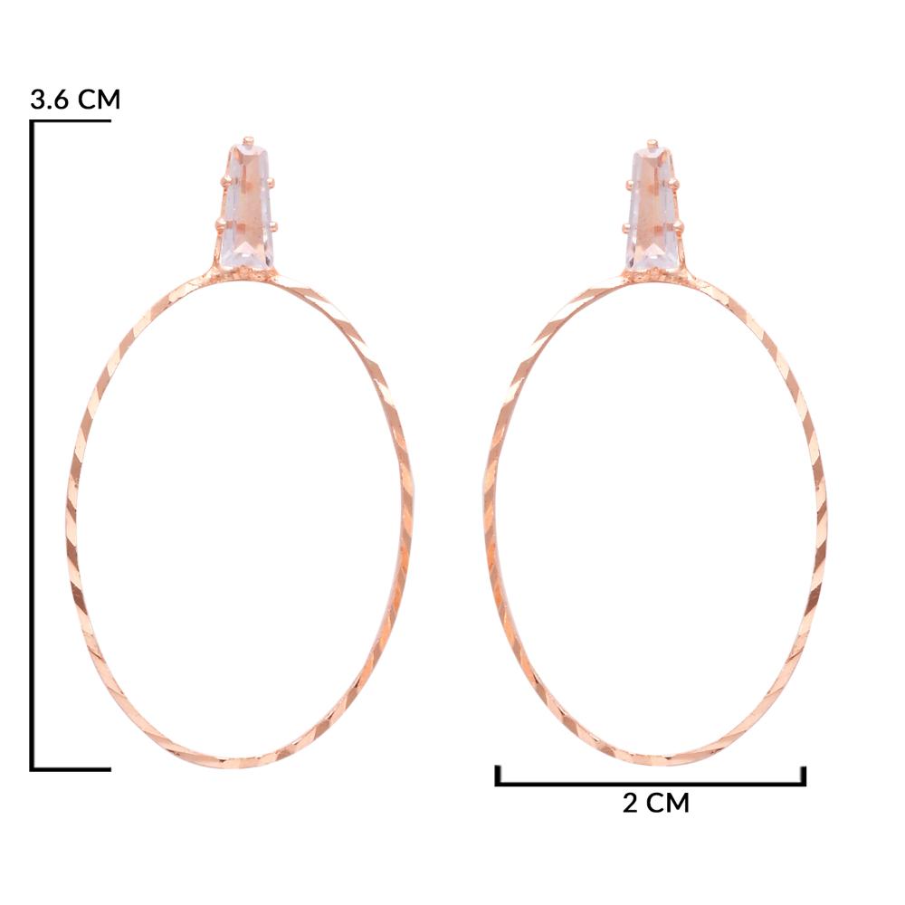 Etnico Rosegold Plated Oval Shaped Lightweigth Earring For Women (E3324RG)
