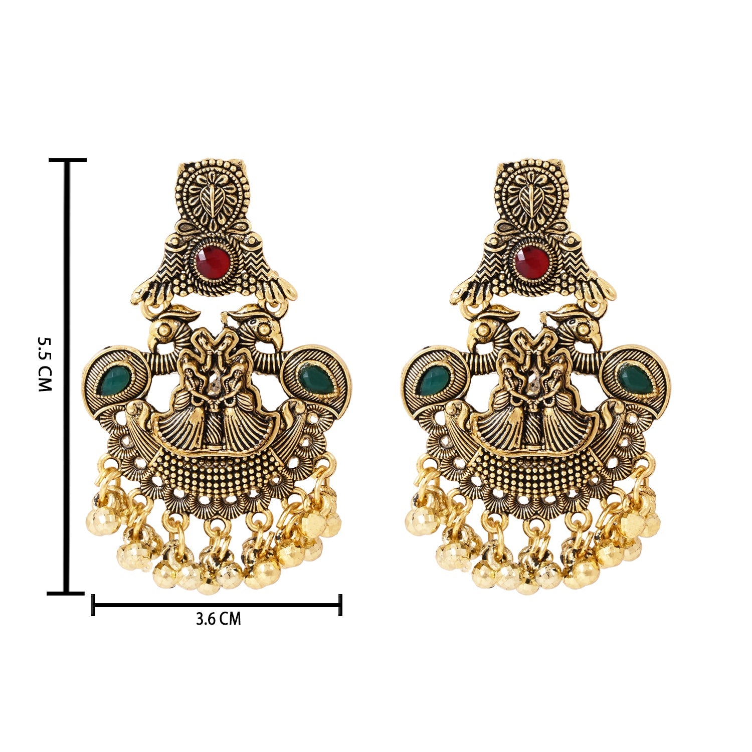 Etnico Gold Plated Traditional Antique Jhumka with Ghungroo Earrings For Women