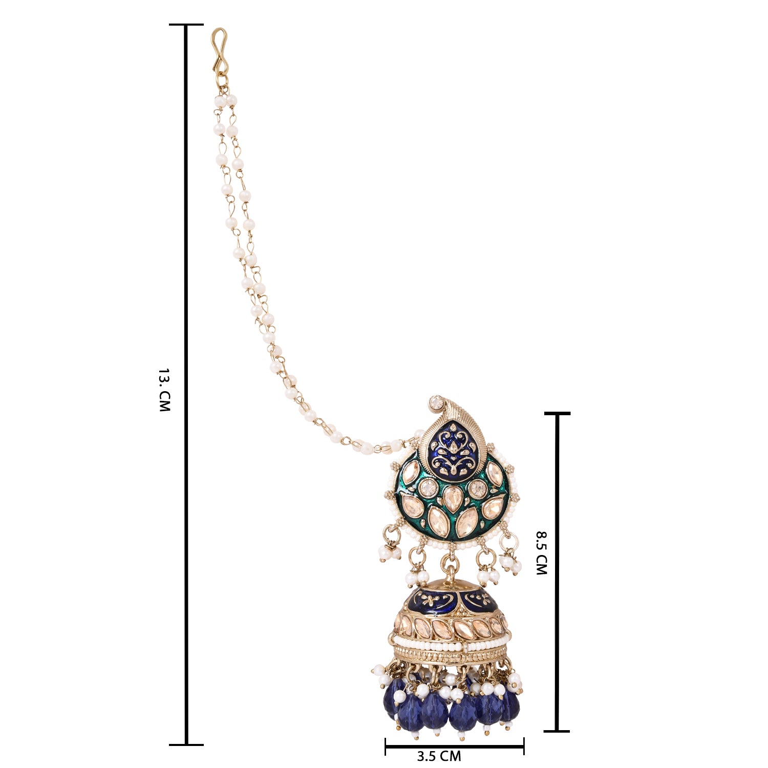 Etnico Gold Plated Traditional Meenakari Jhumka with Ear chain For Women