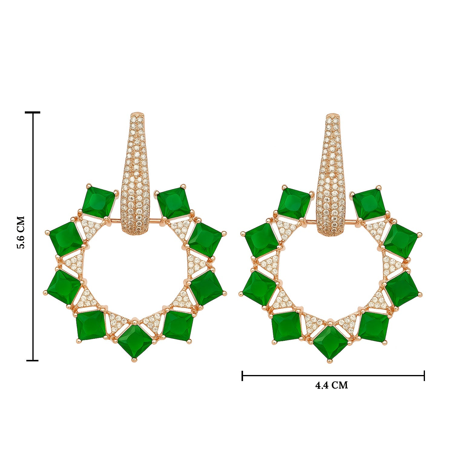 Etnico Rose Gold Plated American Diamond Cubic Zirconia Earrings
