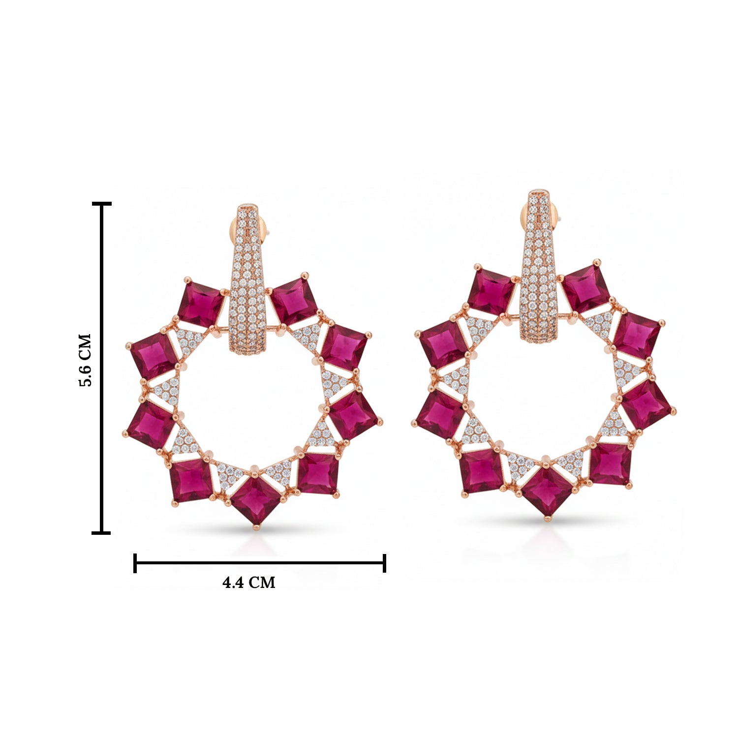 Etnico Rose Gold Plated American Diamond Cubic Zirconia Earrings