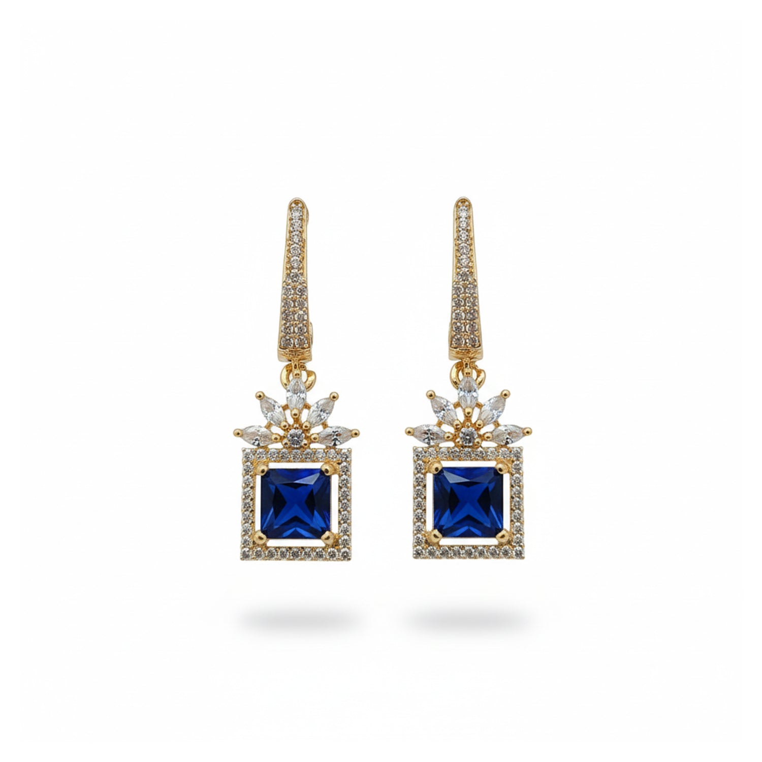 Etnico Gold Plated American Diamond Cubic Zirconia Drop Earrings