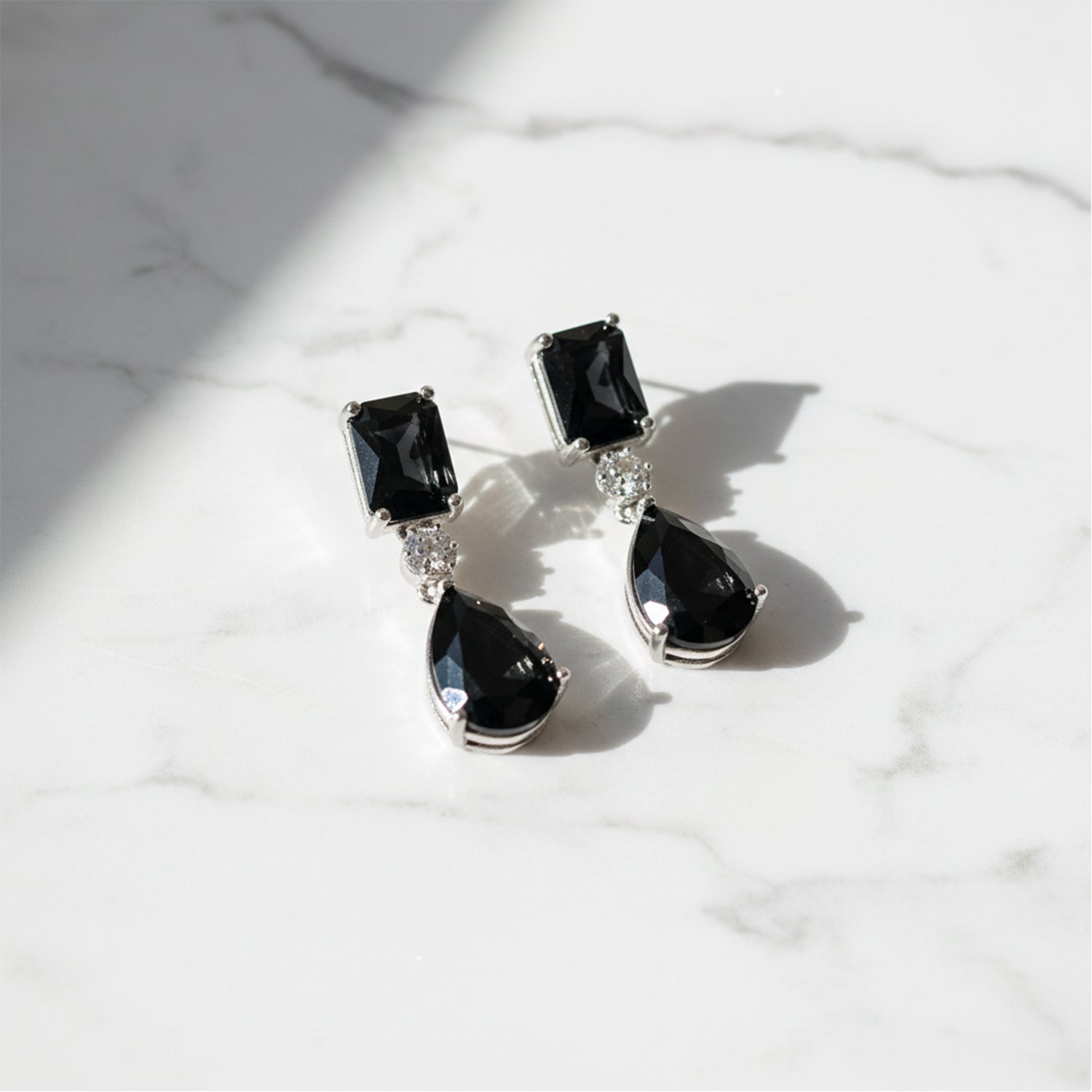 Etnico Silver Plated Designer American Diamond Earrings for Women