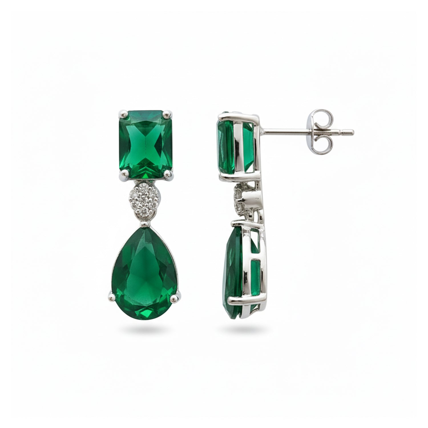 Etnico Silver Plated Designer American Diamond Earrings for Women