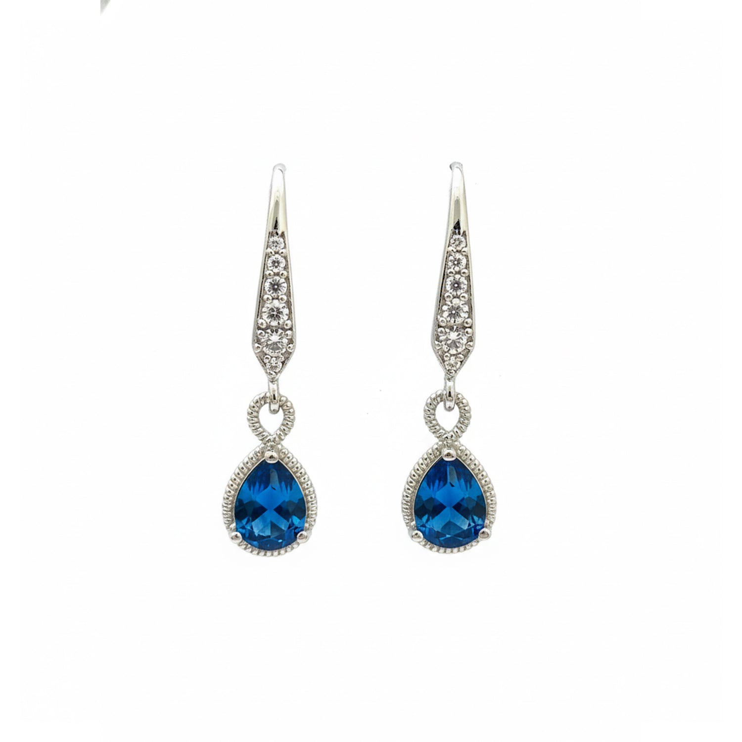 Etnico Silver Plated Designer American Diamond Earrings for Women