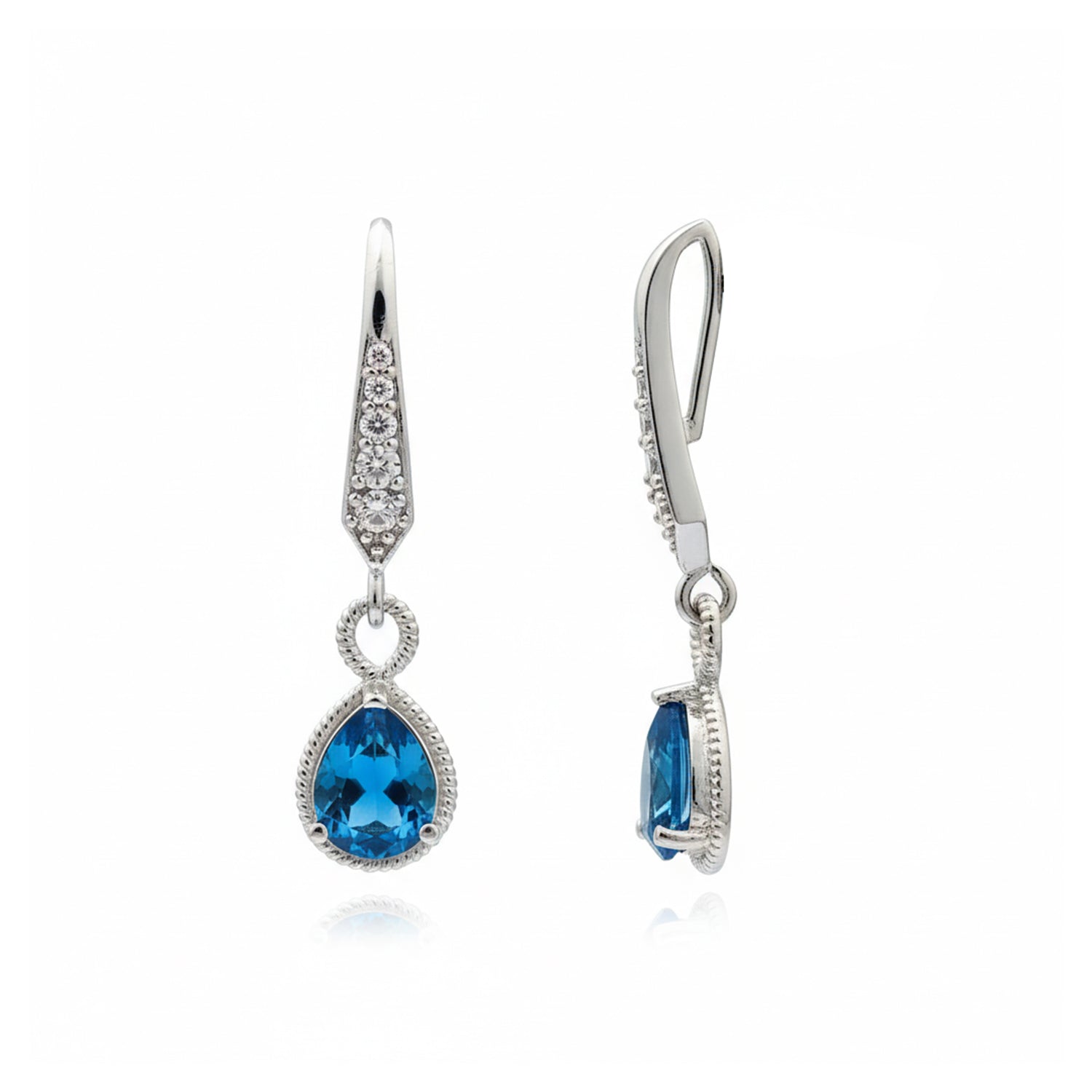 Etnico Silver Plated Designer American Diamond Earrings for Women