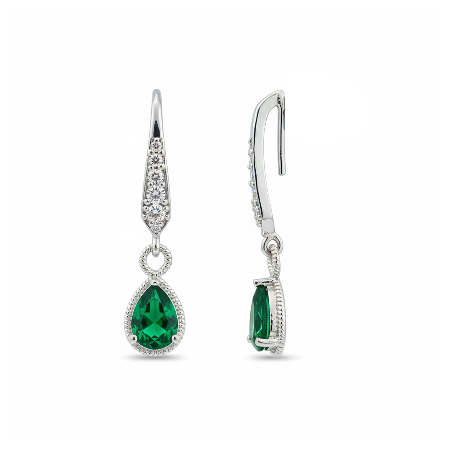 Etnico Silver Plated Designer American Diamond Earrings for Women