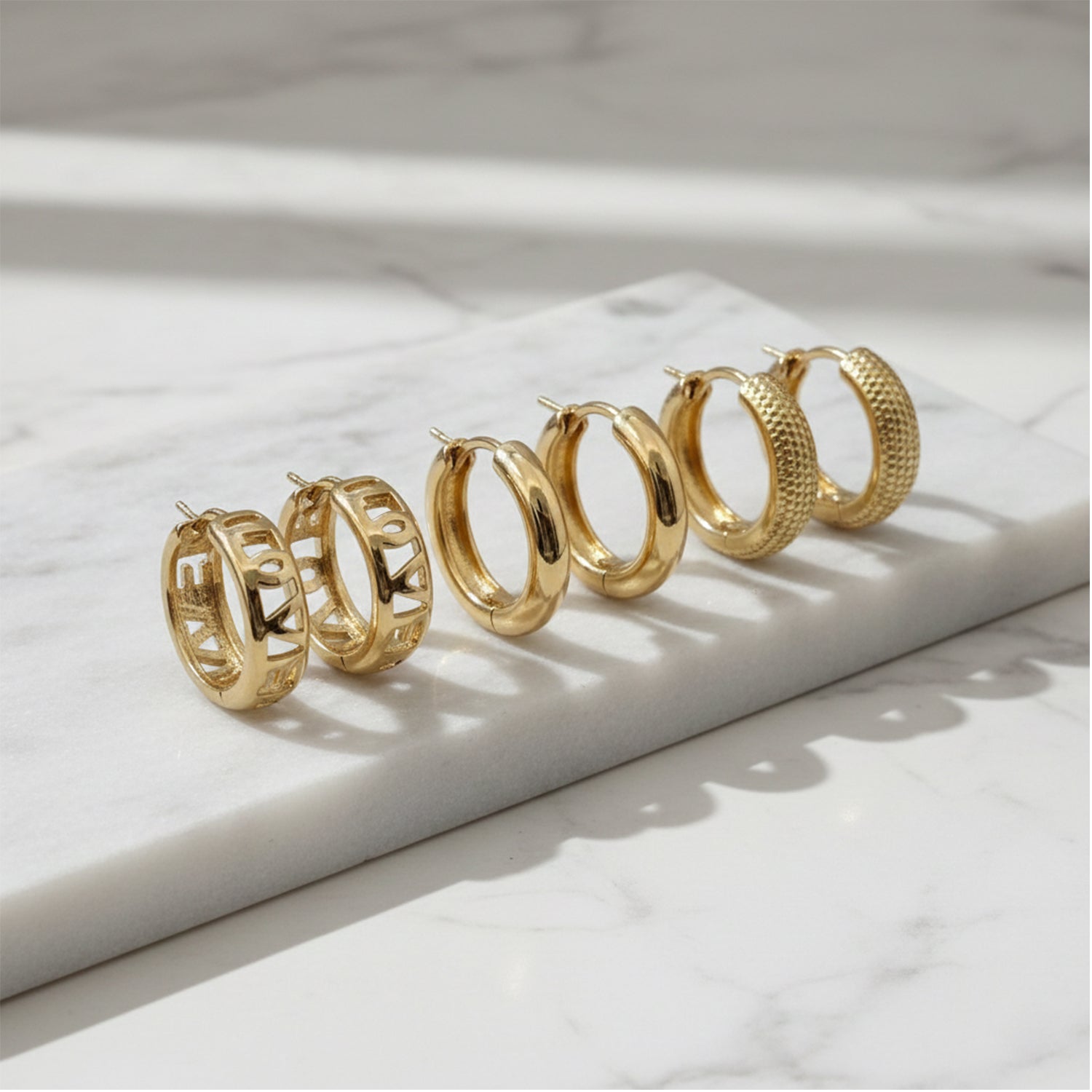 Etnico Pack of 3 Gold Plated Fashion Stylish Hoop Earrings for Women