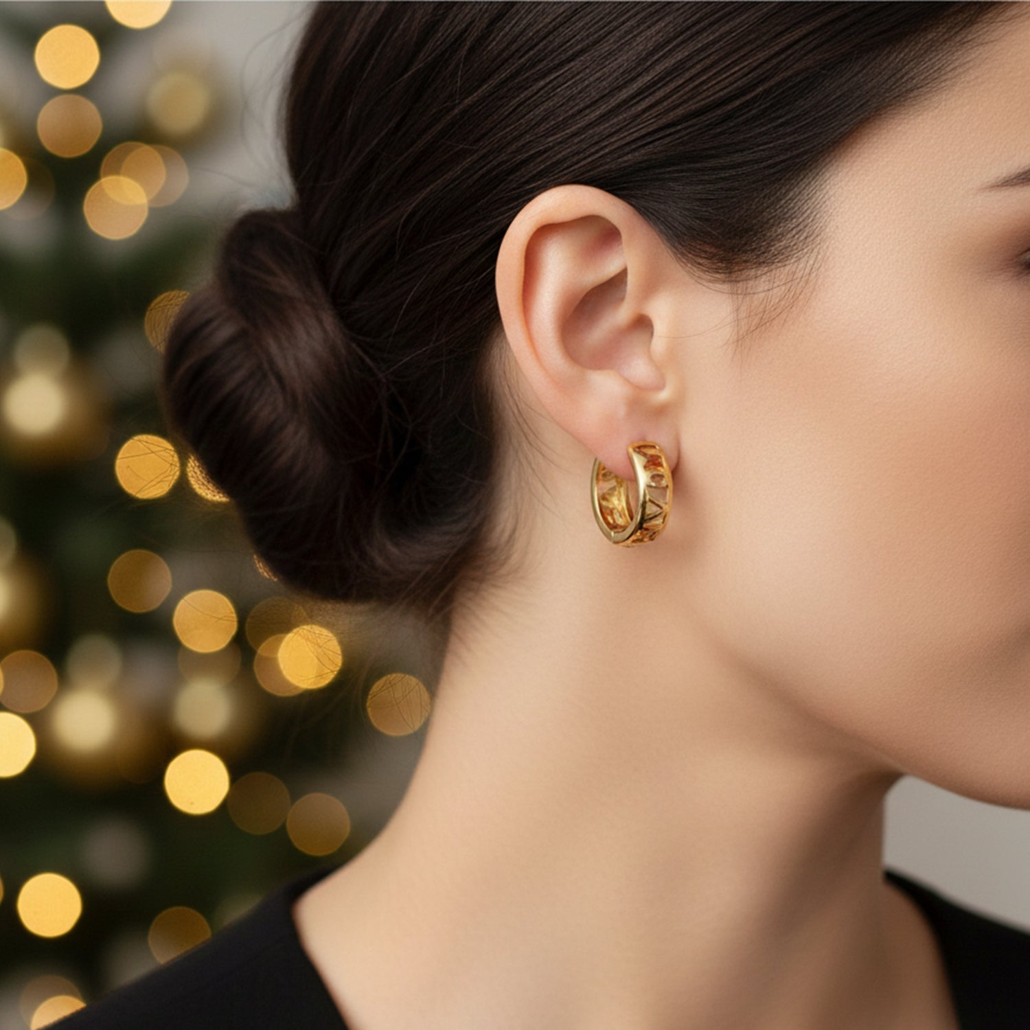 Etnico Pack of 3 Gold Plated Fashion Stylish Hoop Earrings for Women