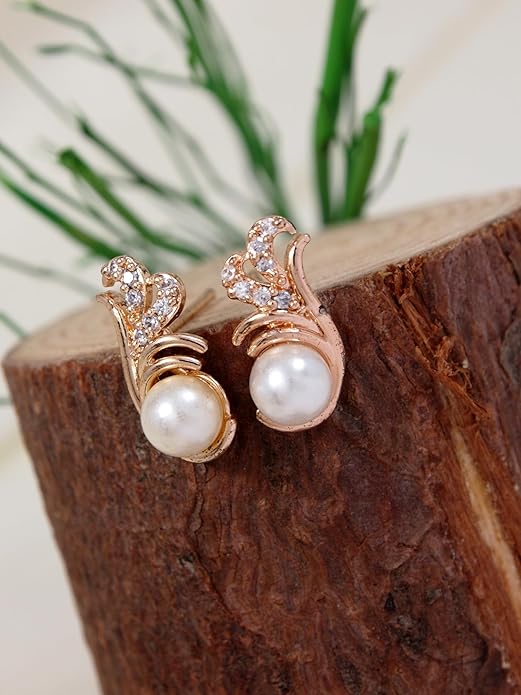 Etnico Rose Gold Plated Special Fashion Cubic Zirconia American Diamoand Stud Earrings For Women