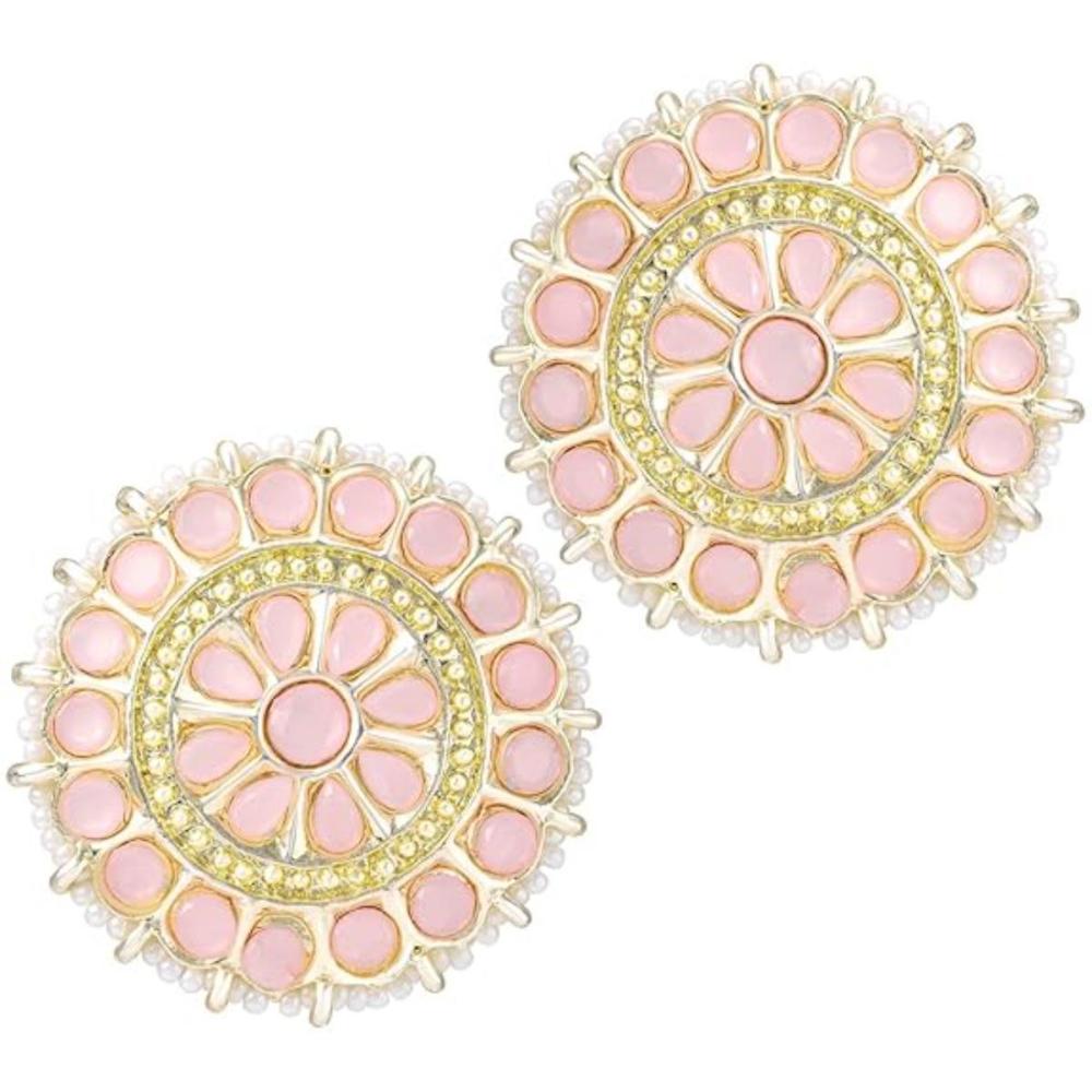 Etnico Gold Plated Traditional Kundan & Pearl Studded Earrings For Women/Girls (E7210Pi)