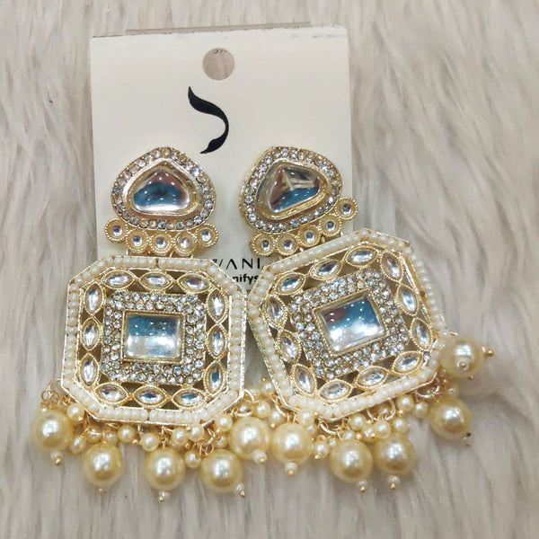 Dhwani Gold Plated Austrian Stone And Pearl Dangler Earrings