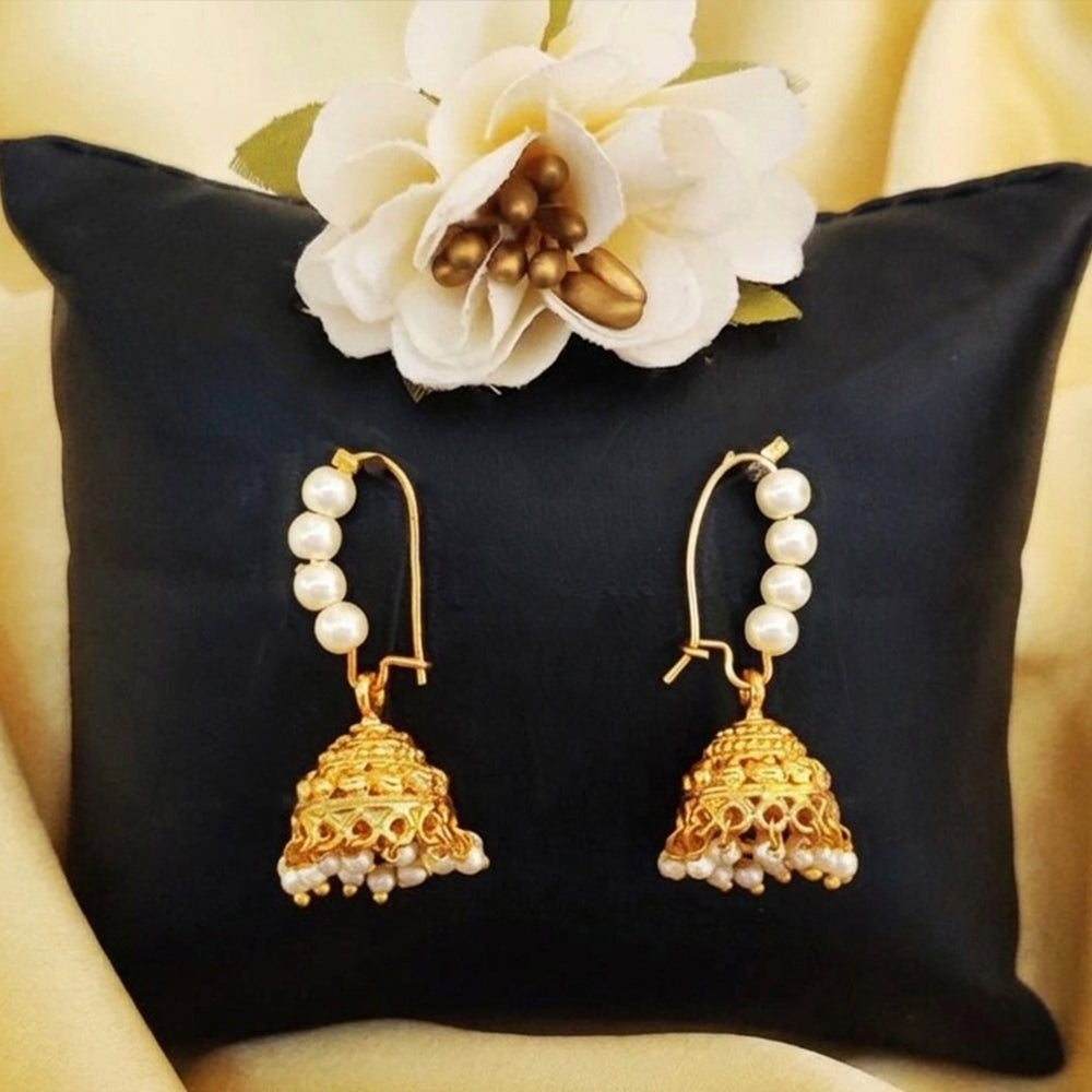 Js Fashion High gold Polish Clustered Pearl Designe Antique Party wear Antique Jhumka Earring