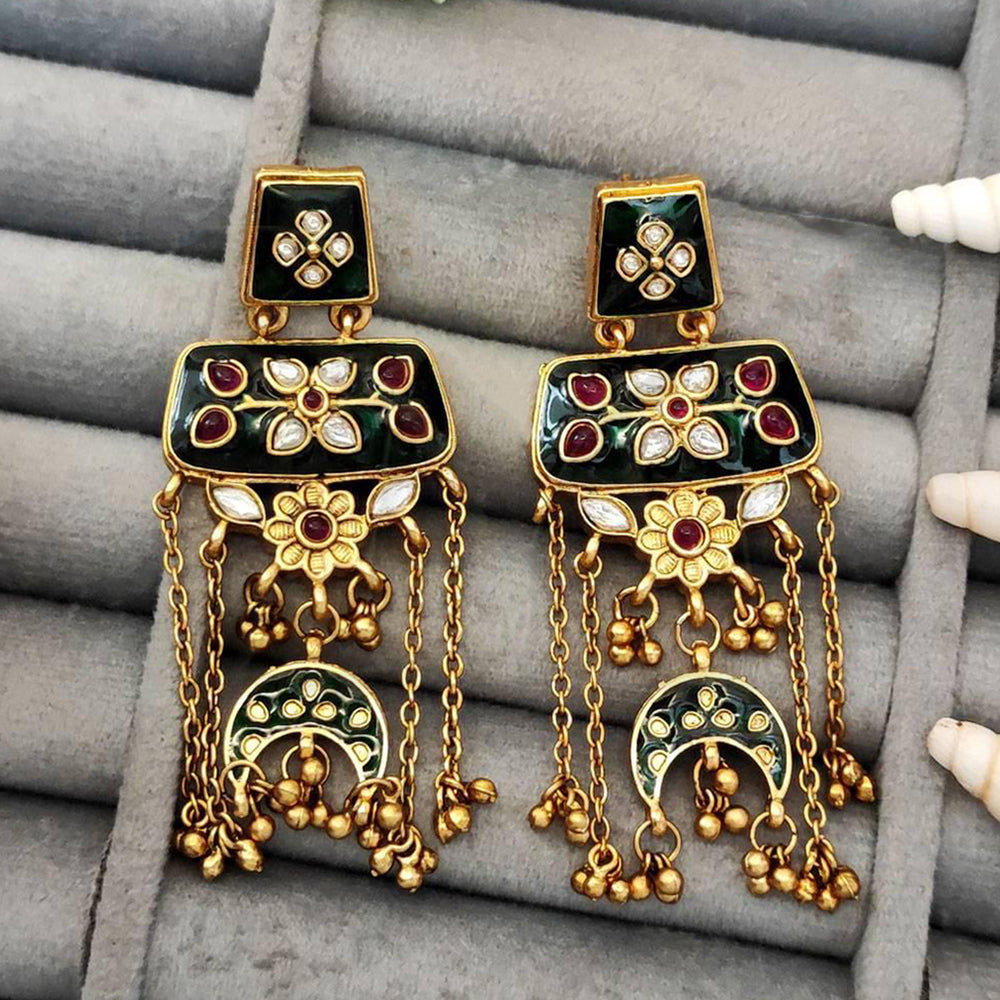 Js Fashion Kemp Design Rajwadi Polish Party Wear Earrings