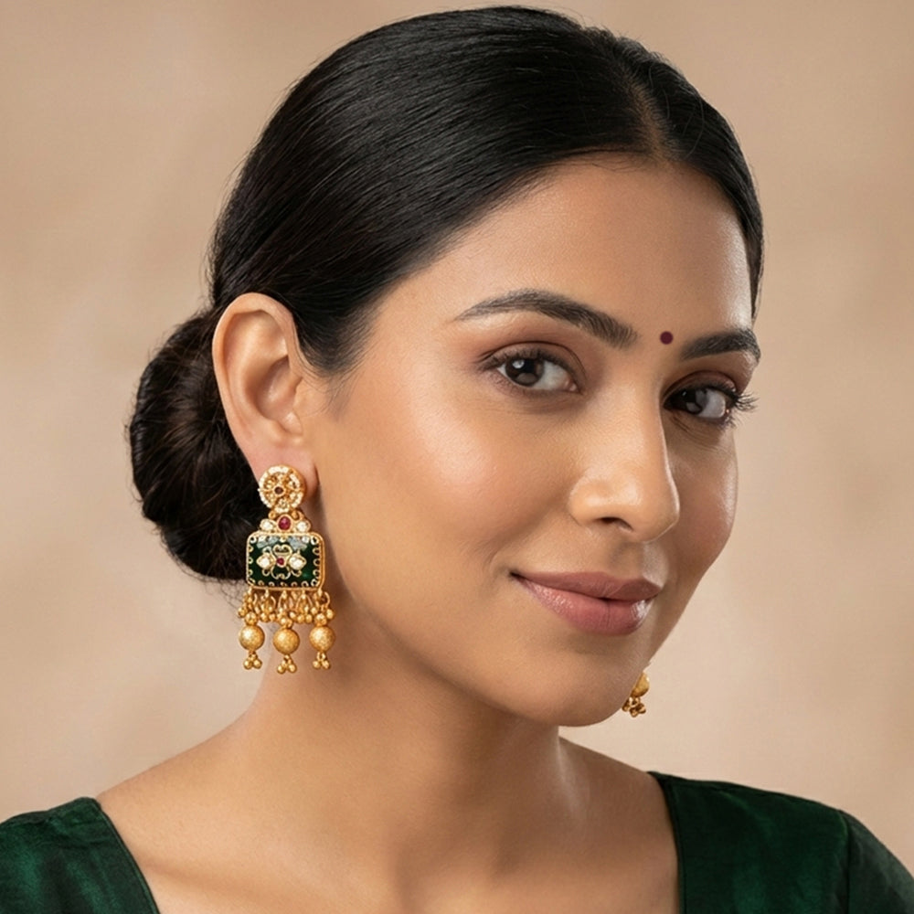 Js Fashion Designer Rajwadi Polish Fancy Style Earrings