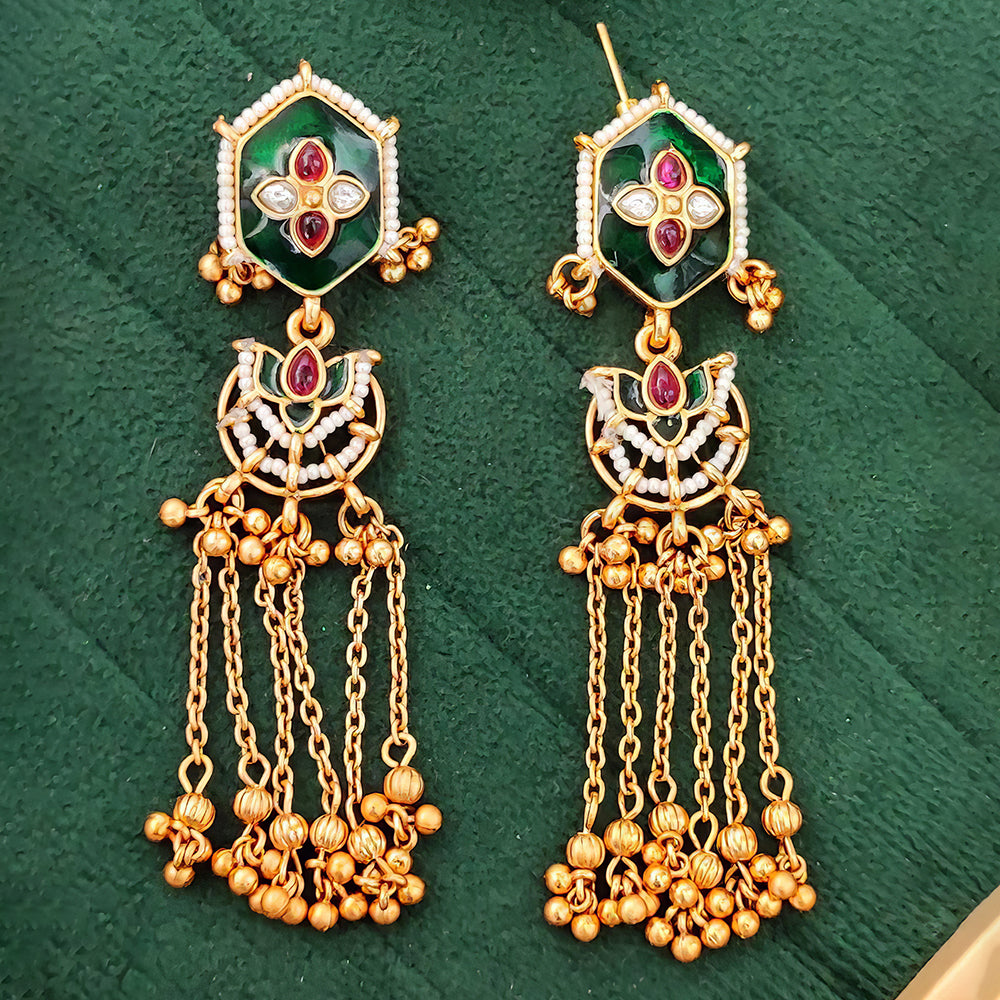 Js Fashion Designer Temple Style Long Chain Earrings