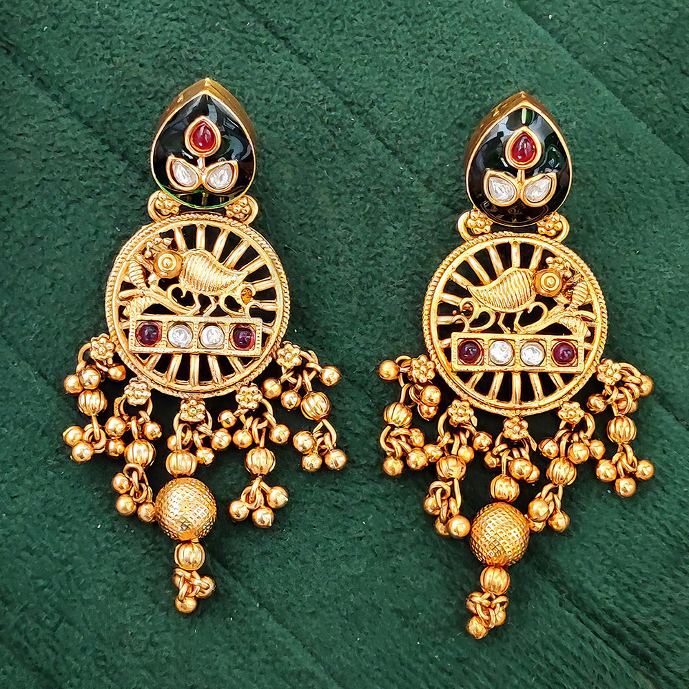 Js Fashion Antique High Gold Bird Motif Dangler Earrings