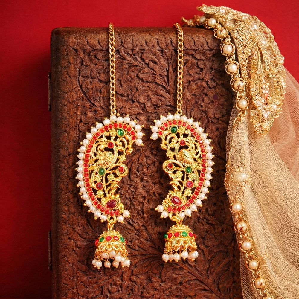 Js Fashion Traditional Temple Design Long Earrings for Women