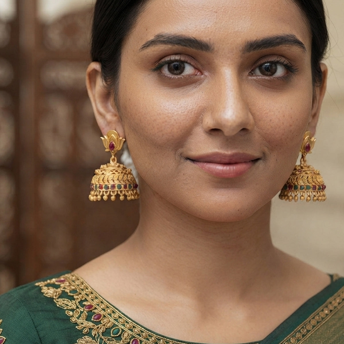 Js Fashion Traditional Antique Jhumka Earrings for Wedding Wear