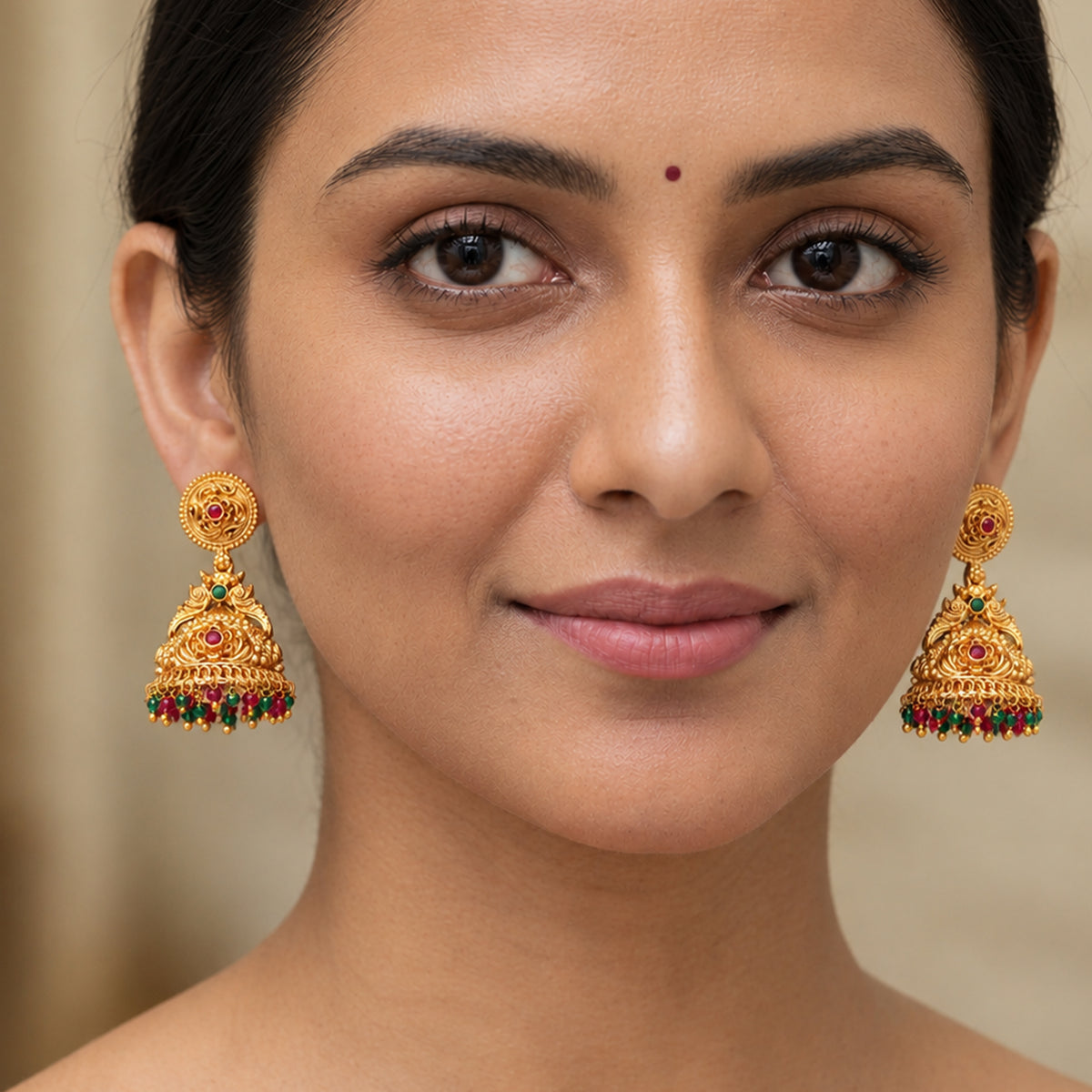 Js Fashion Antique Jewellery High Gold Polish Jhumka Earrings
