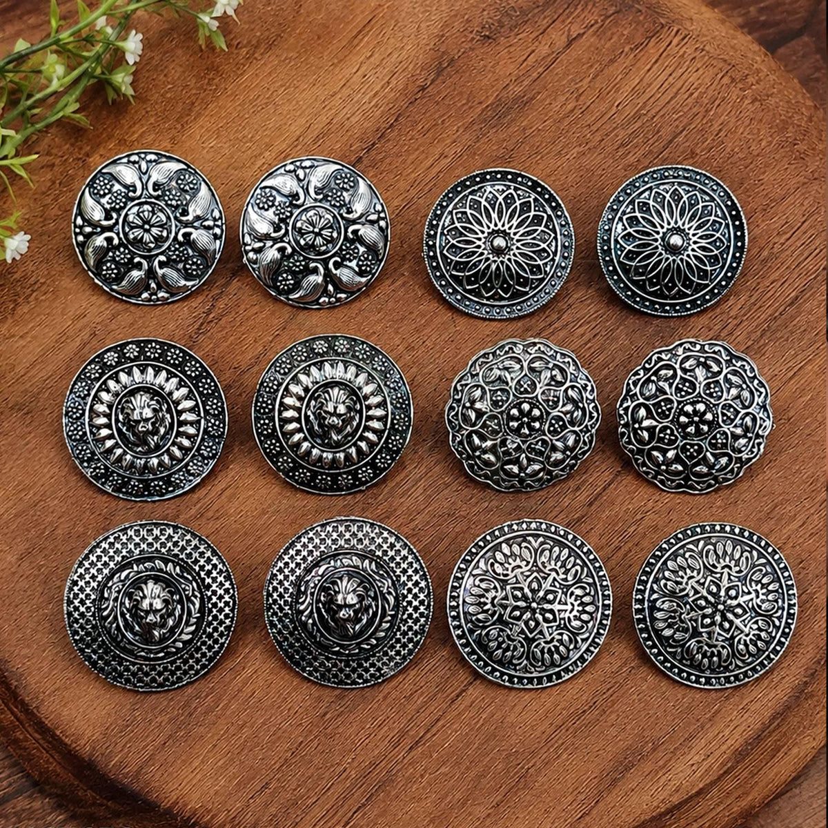 Js Fashion Pack of 3 Oxidized Silver Peacock Stud Earrings for Women