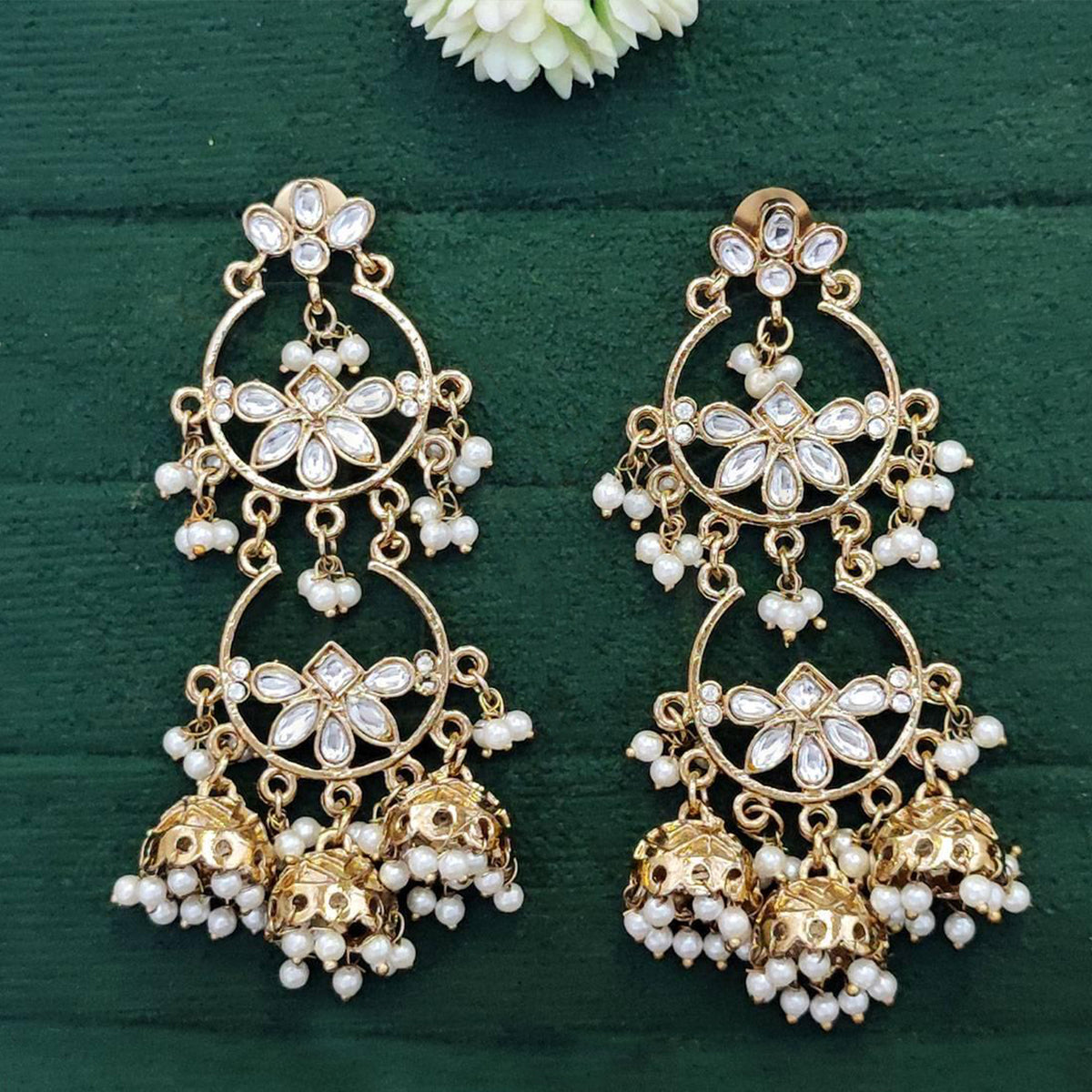 Js Fashion Double type mehandi polish antique jhumka