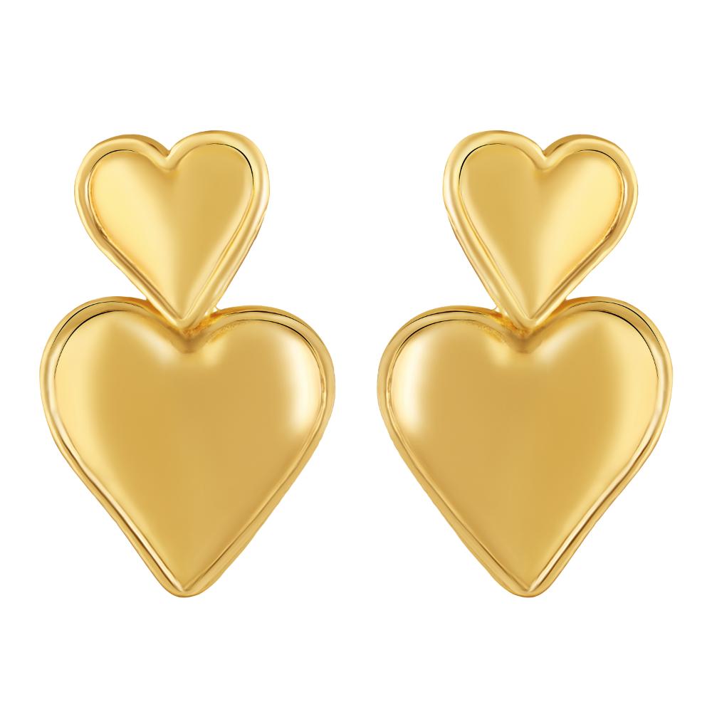 Mahi Gold Plated Dual Heart Drop Earrings for Women (ER1109864G)
