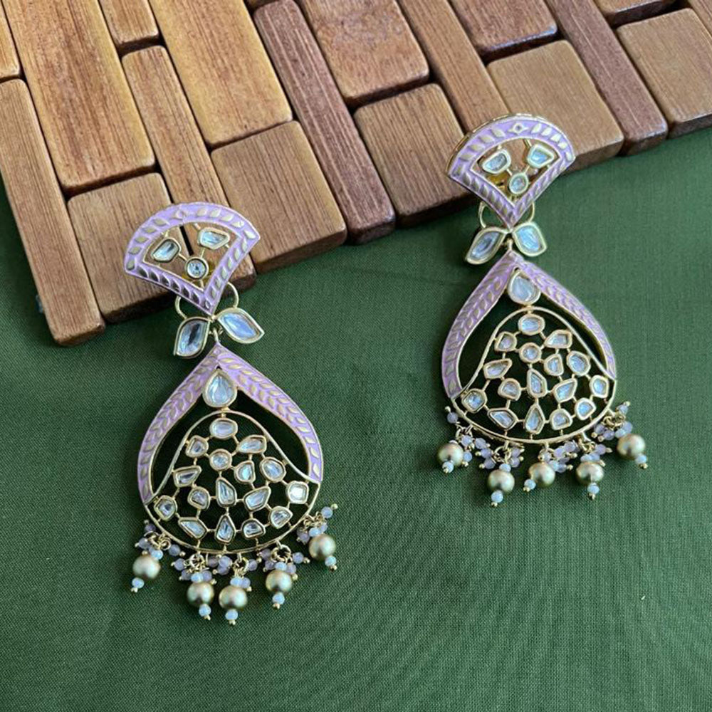 Arham Premium Gold Plated Designer Heavy Polki Kundan Beads Meenakari Dangler Earrings
