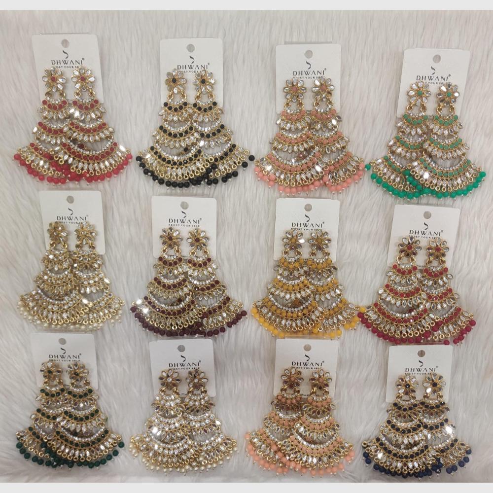Dhwani Trendy Mirror And Pearl Dangler Earrings (Pack of 12)