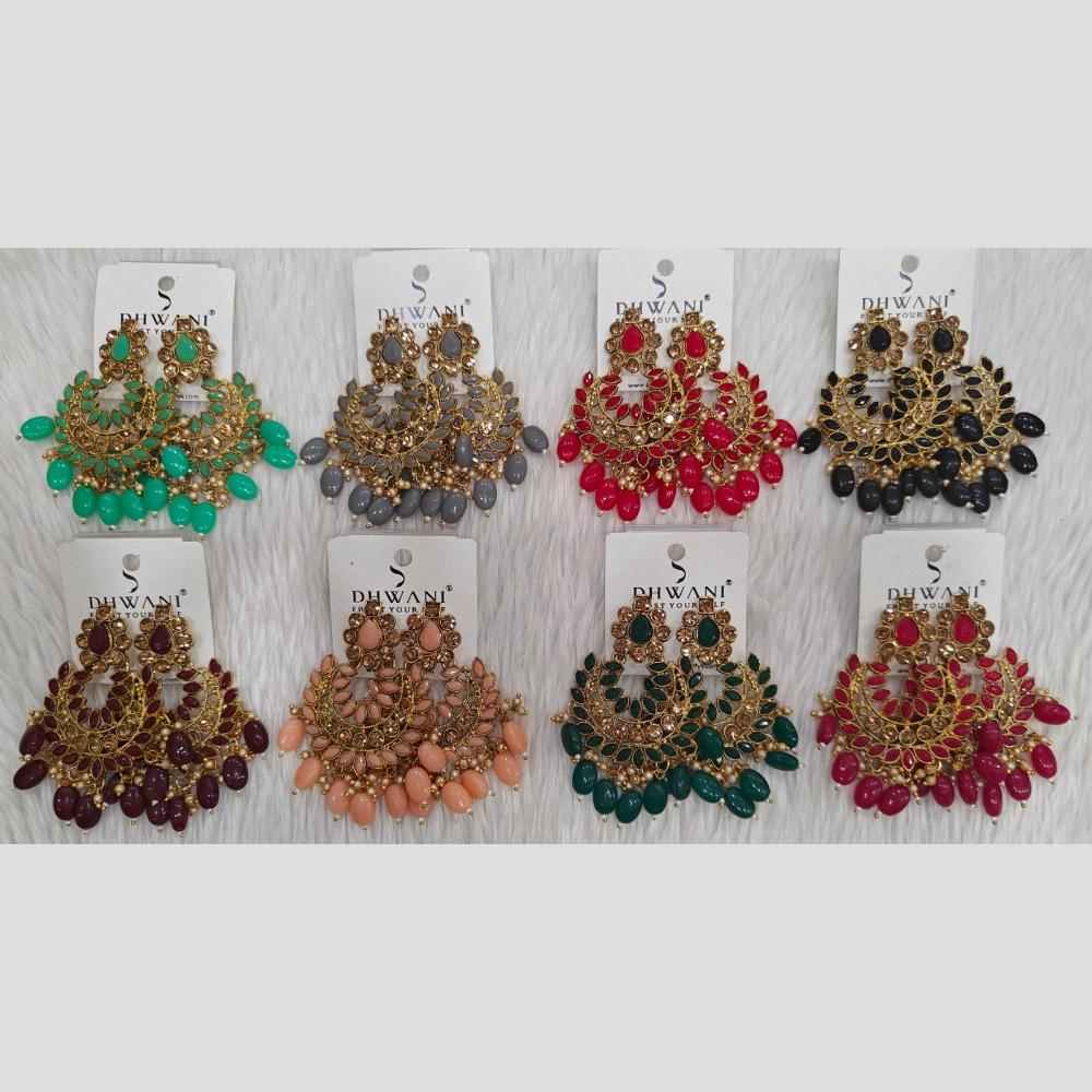 Dhwani Elegant Pota Stone And Pearl Dangler Earrings (Pack of 8)