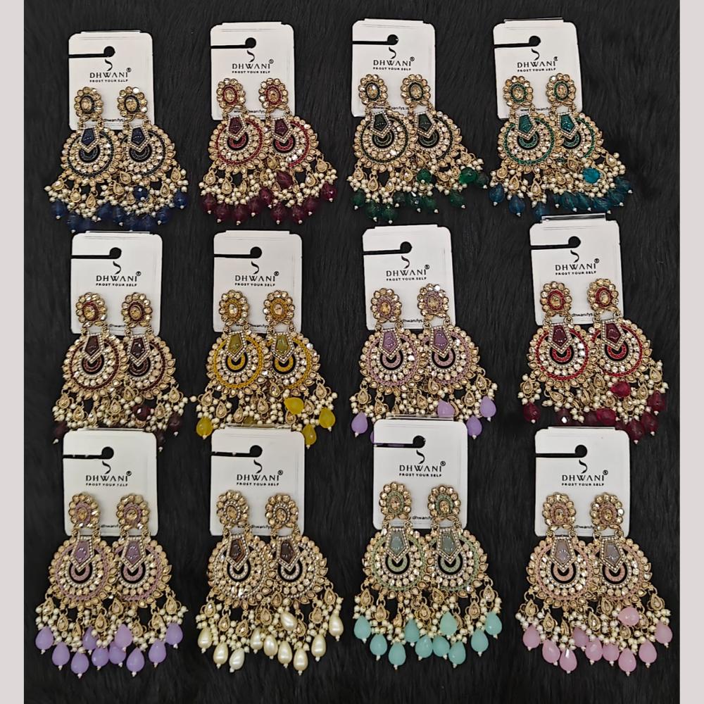Dhwani Elegant Austrian Stone And Pearl Dangler Earrings- (Pack of 12)