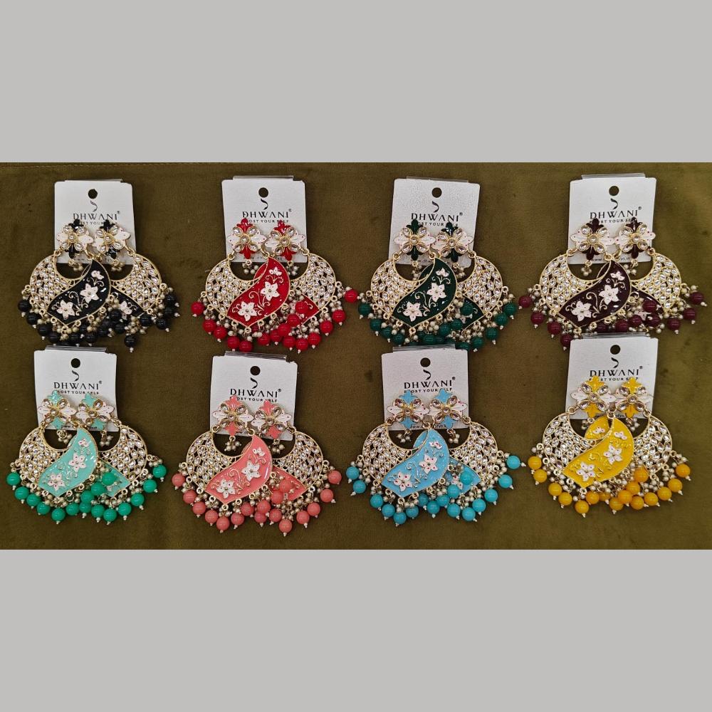 Dhwani Trendy Kundan Stone And Pearl Meenakari Dangler Earrings