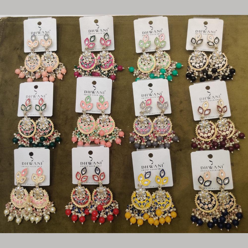 Dhwani Trendy Kundan Stone And Pearl Meenakari Dangler Earrings