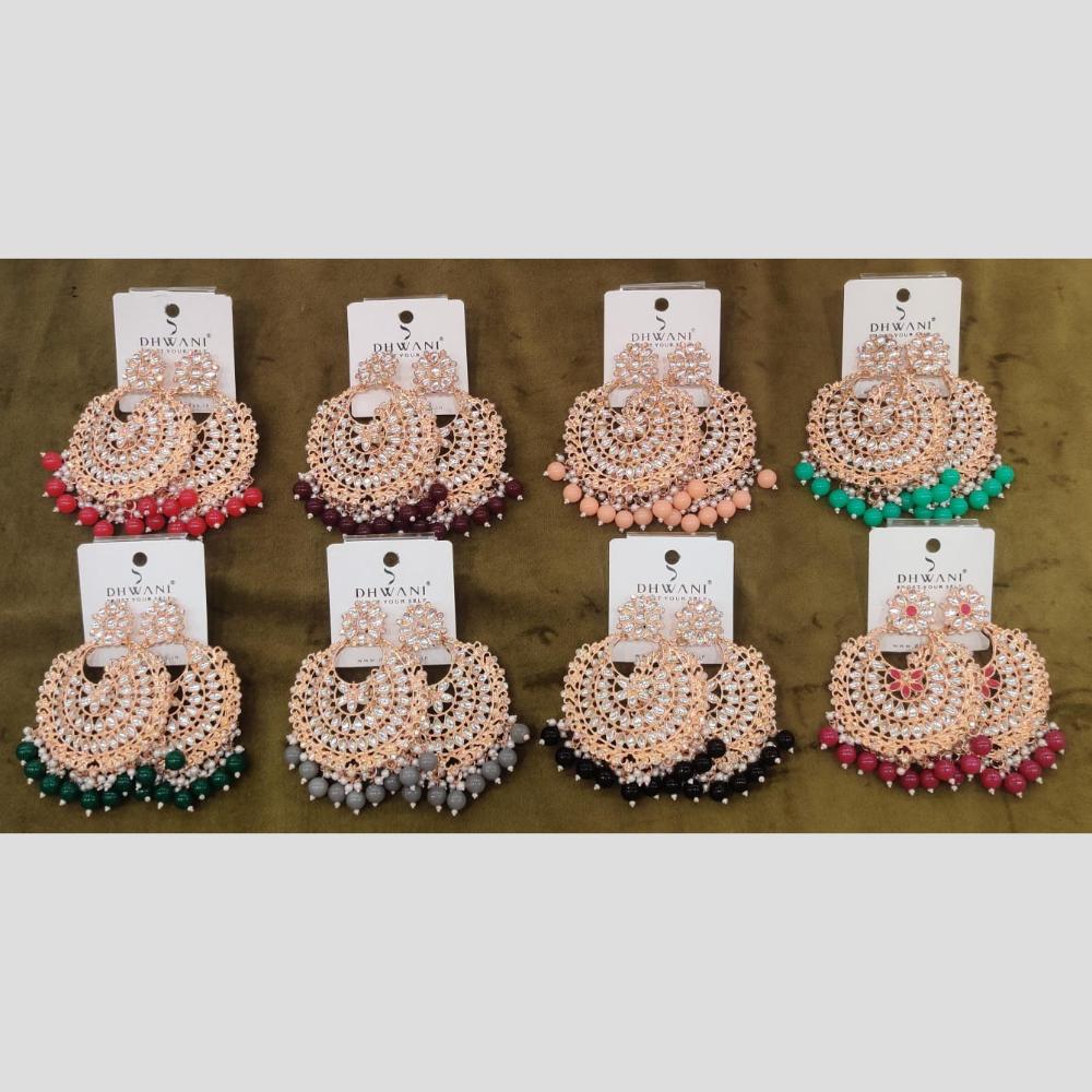 Dhwani Luxury Pota Stone And Pearl Dangler Earrings (Pack of 8)