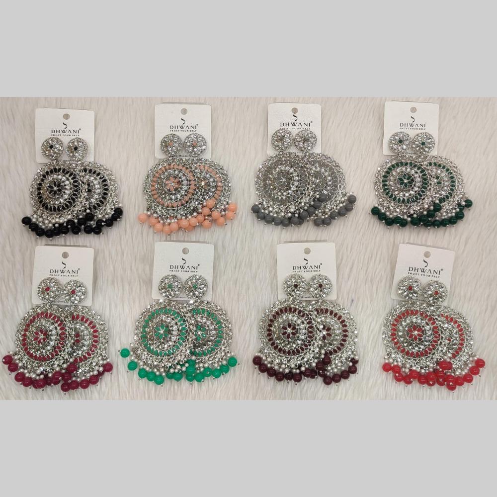 Dhwani Sparkling Austrian Stone Dangler Earrings with Beads (Pack of 8)