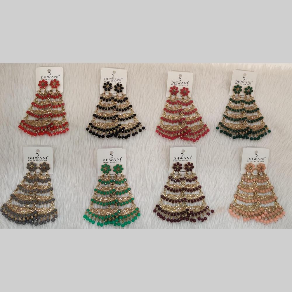 Dhwani Sparkling Austrian Stone Dangler Earrings with Beads (Pack of 8)
