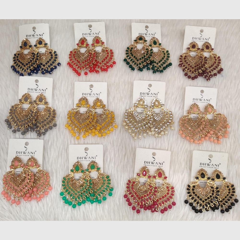 Dhwani Designer Austrian Stone And Crystal Stone Dangler Earrings (Pack of 12)