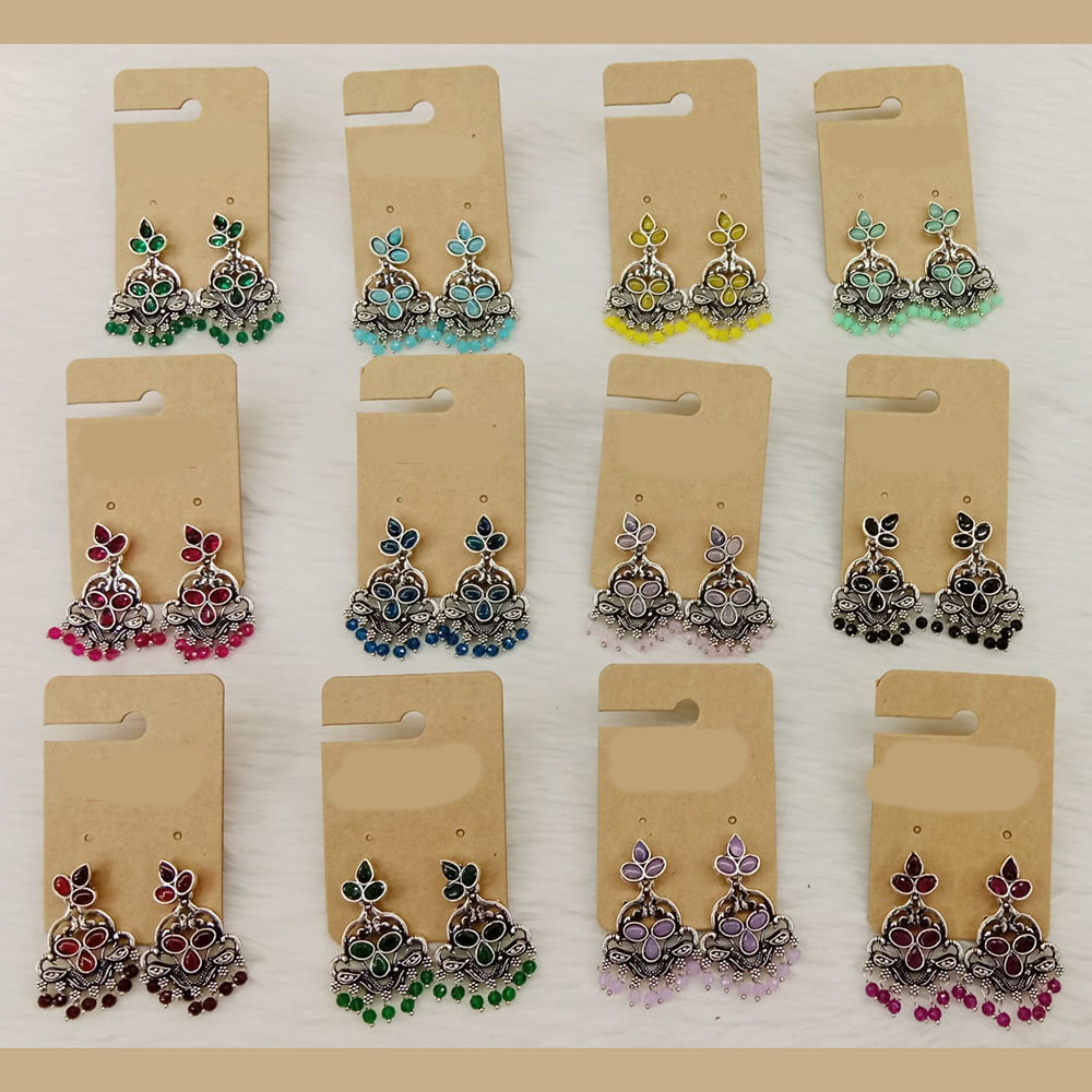 Dhwani Oxidised Plated Elegant Pota Stone And Pearl Dangler Earrings
