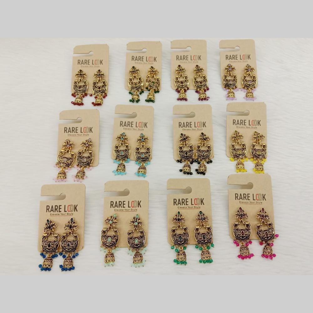 Dhwani Trendy Pota Stone And Pearl Jhumki Earrings (Pack of 12)