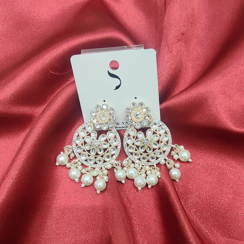 Dhwani Gold Plated Austrian Stone And Kundan Stone Beads Dangler Earrings
