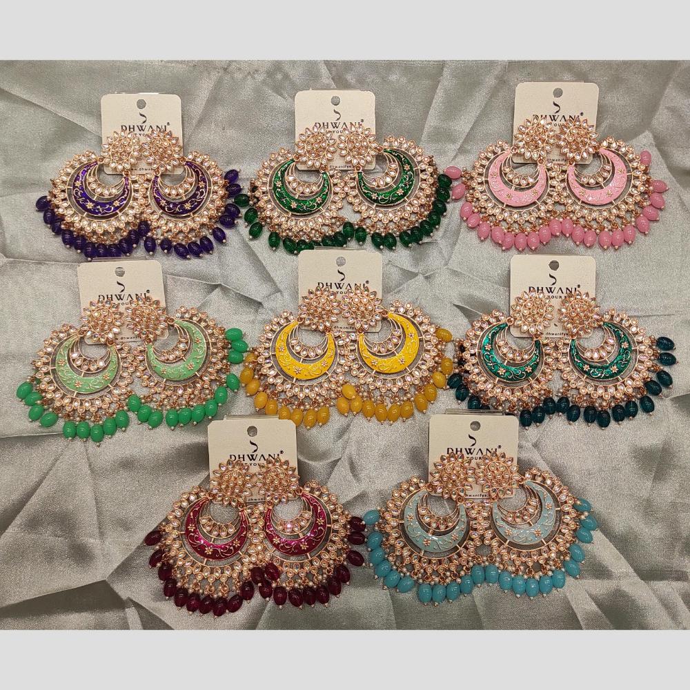 Dhwani Kundan Stone Beads Meenakari Dangler Earrings