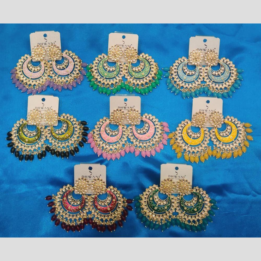 Dhwani Gold Plated Kundan Stone Beads Meenakari Dangler Earrings