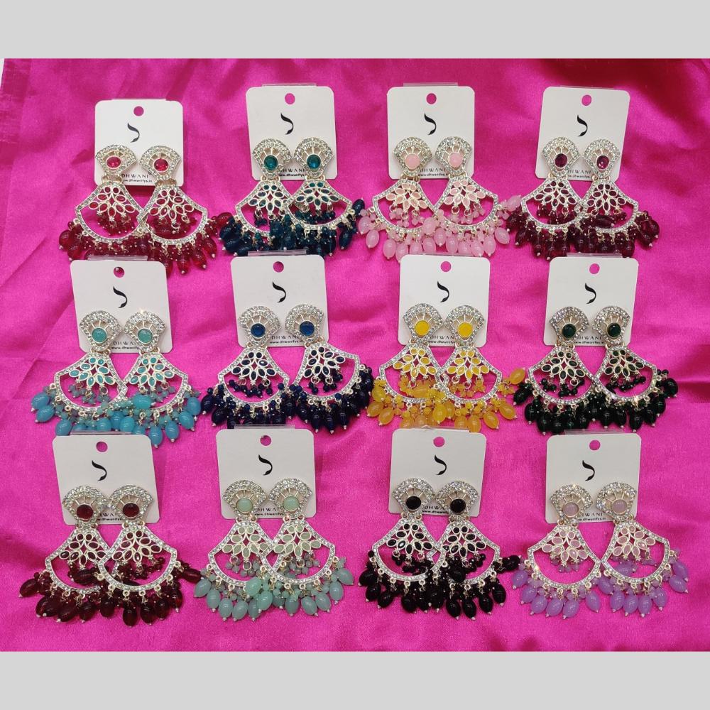 Dhwani Crystal Stone And Austrian Stone Beads Dangler Earrings (Assorted Color)