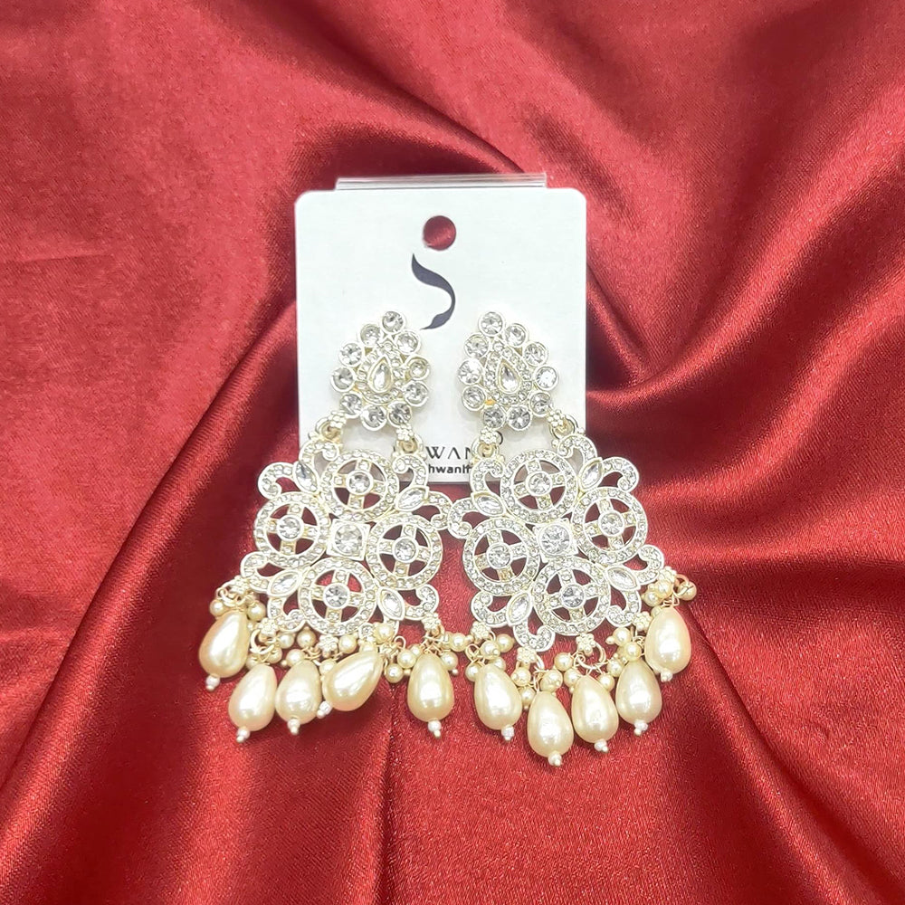 Dhwani Gold Plated Austrian Stone And Kundan Stone Beads Dangler Earrings