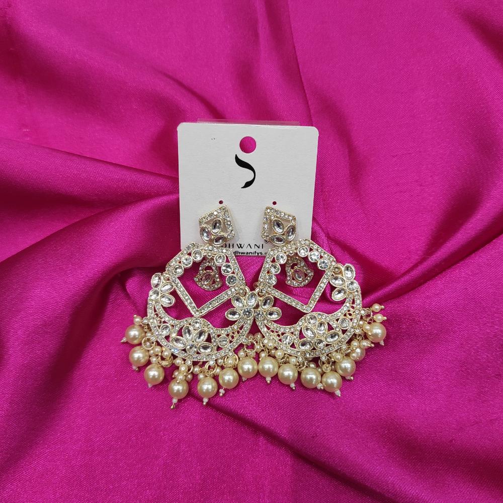 Dhwani Gold Plated Austrian Stone And Kundan Stone Beads Dangler Earrings