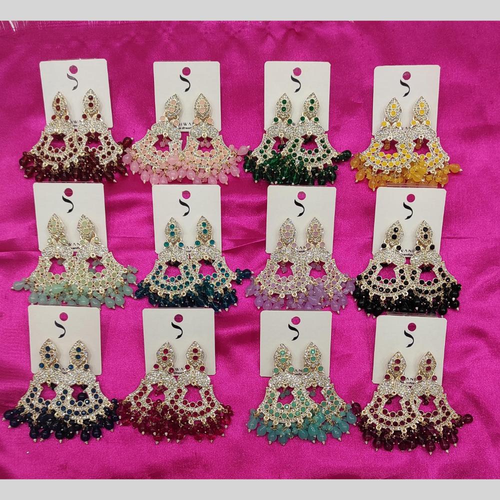 Dhwani Crystal Stone And Austrian Stone Beads Dangler Earrings (Assorted Color)